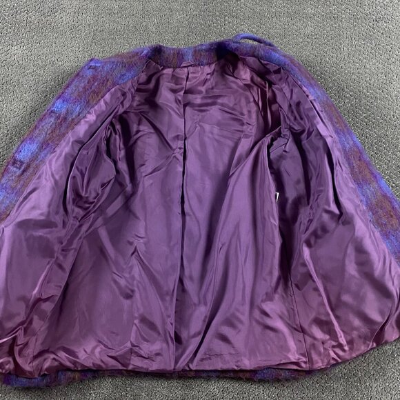 Vintage Donegal Design Ireland Mohair Blend Coat Jacket Women's Size 12 Purple - Picture 6 of 13
